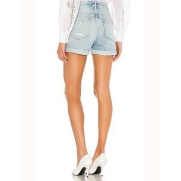 Frame Le Beau Denim Distressed Jean Short Size 30 With Cuff Detail Hem - Picture 3 of 9